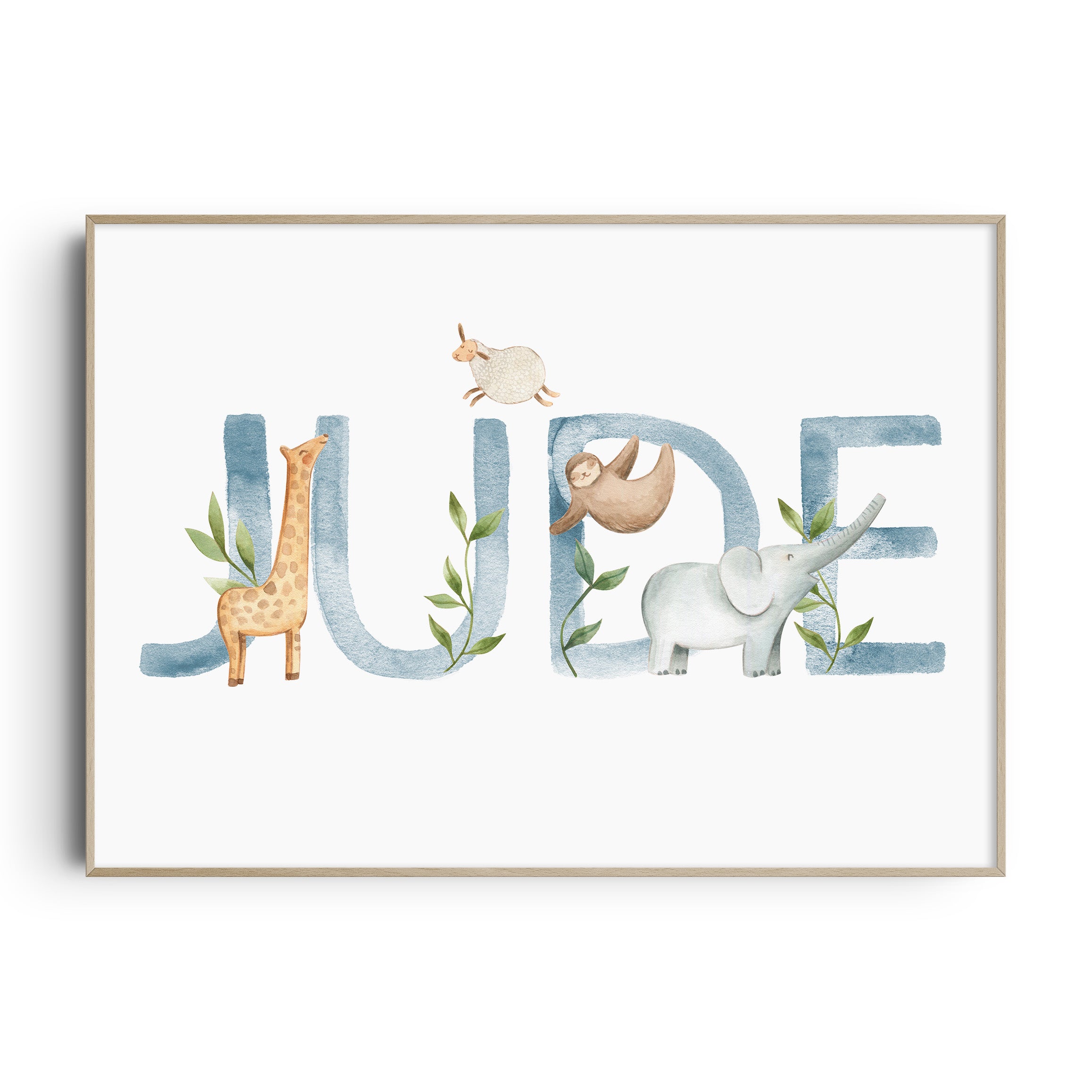 Personalised Baby Name Print | Boys Safari & Jungle Animal Wall Art ...