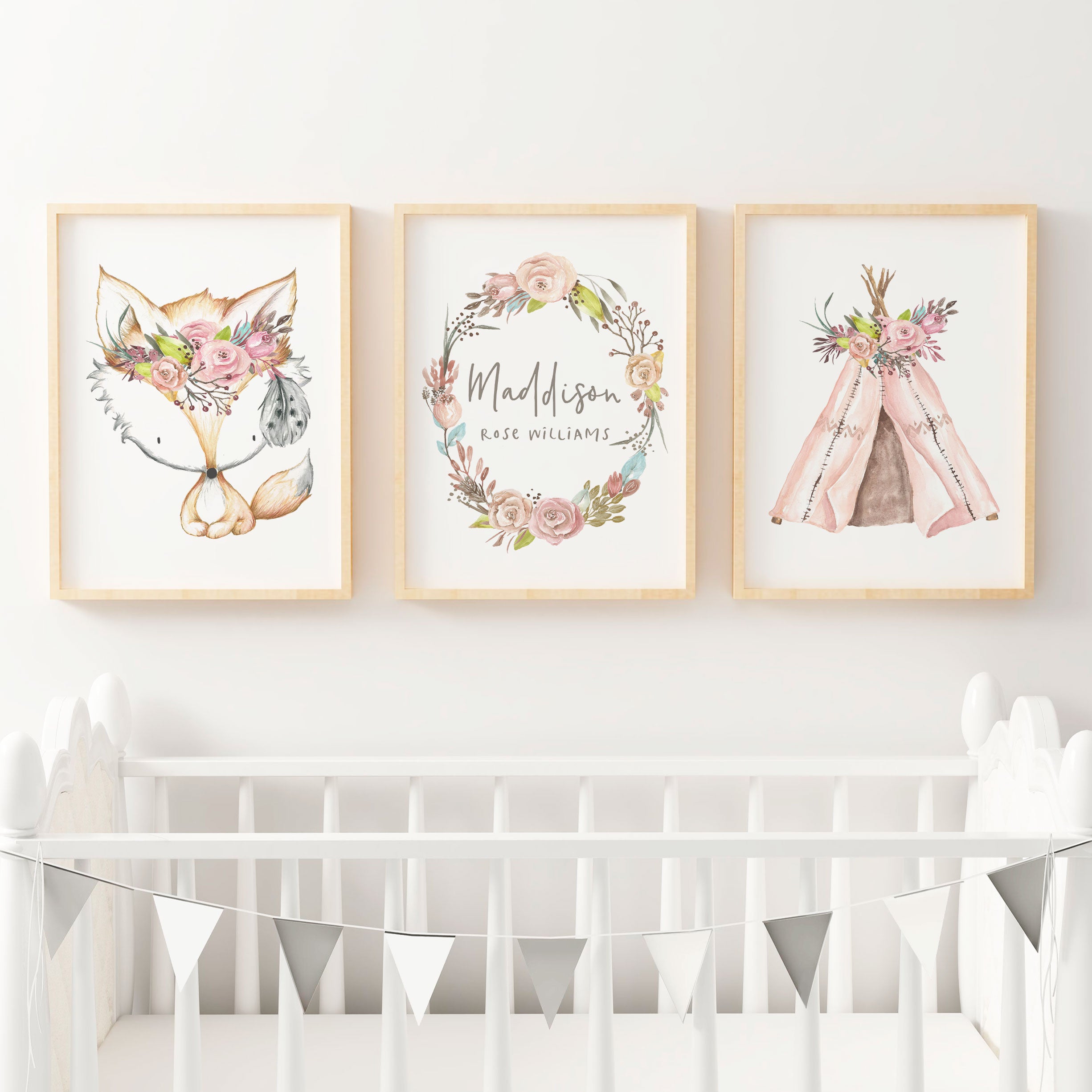 Pink nursery wall store art