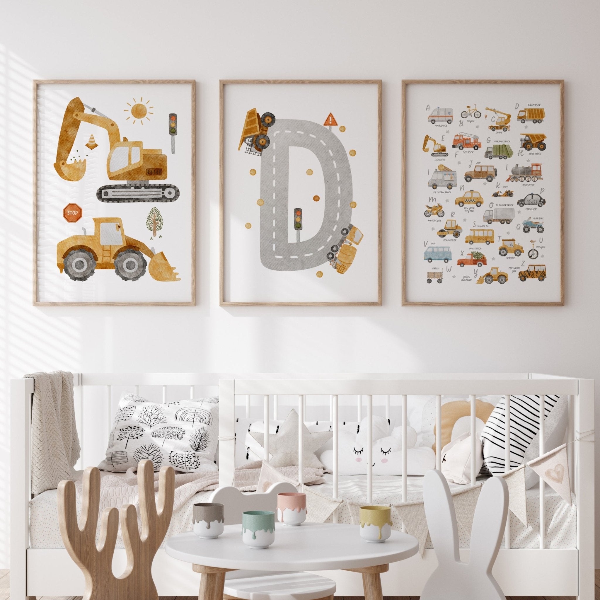 Construction Vehicles & Trucks | Name Nursery Prints | Transport ...