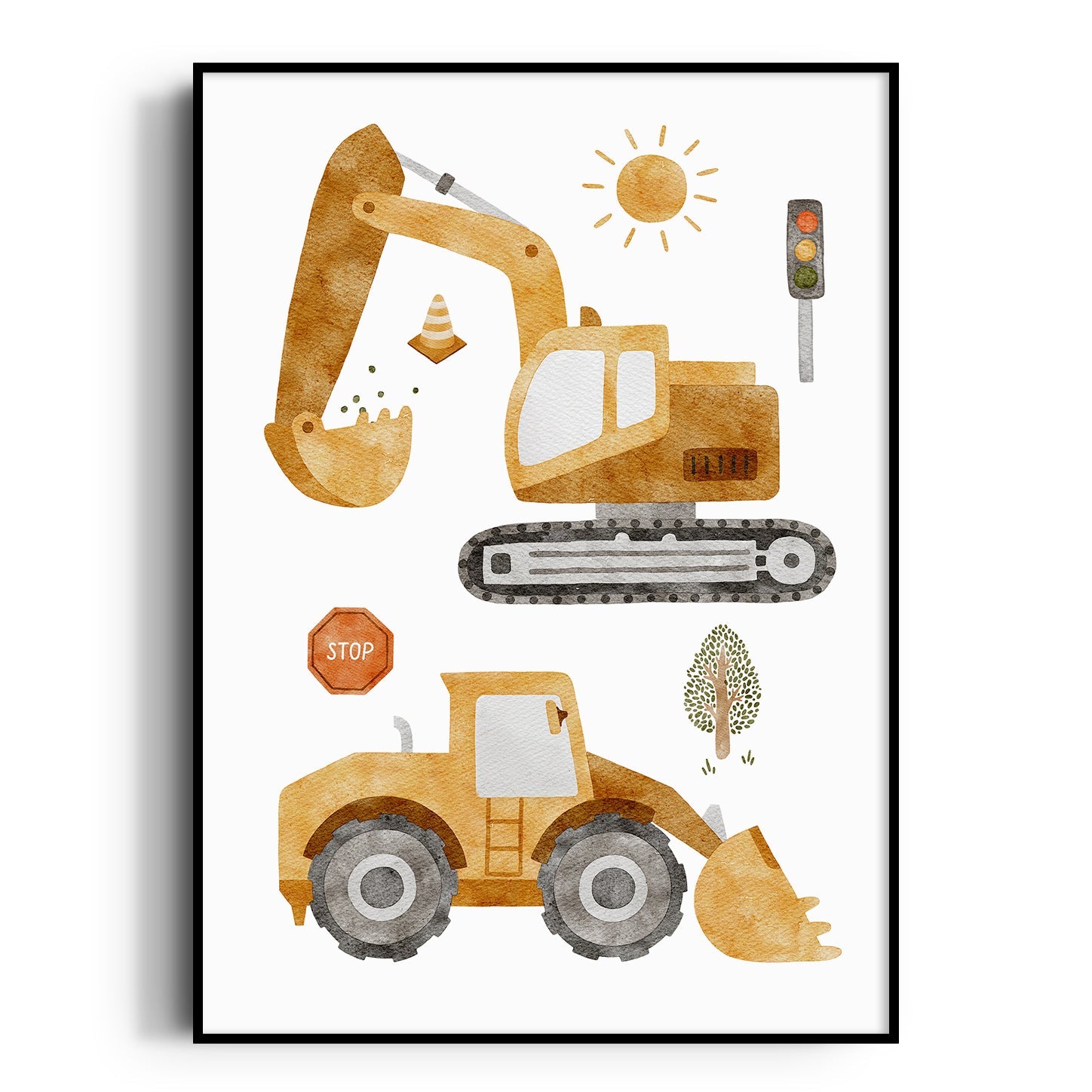 Construction Vehicles Print